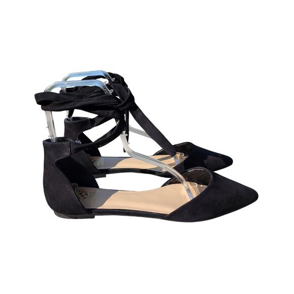 Vince Camuto Jevone Black Suede Ankle Tie Ballet Flats 11 - Picture 4 of 11